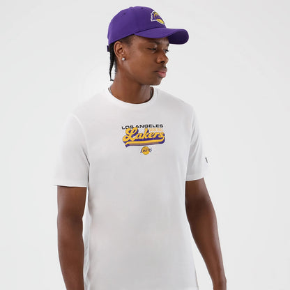 The Male model is wearing LA Lakers NBA Back To School White T-Shirt 6