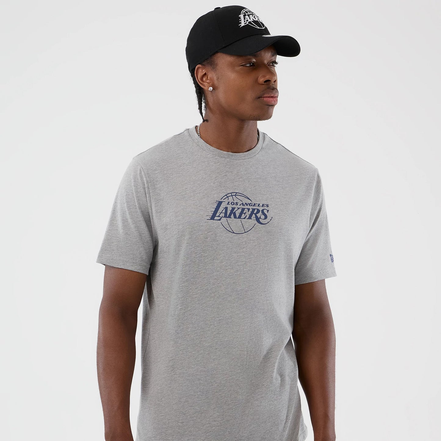 The Male model is wearing LA Lakers NBA Back To School Grey T-Shirt 6