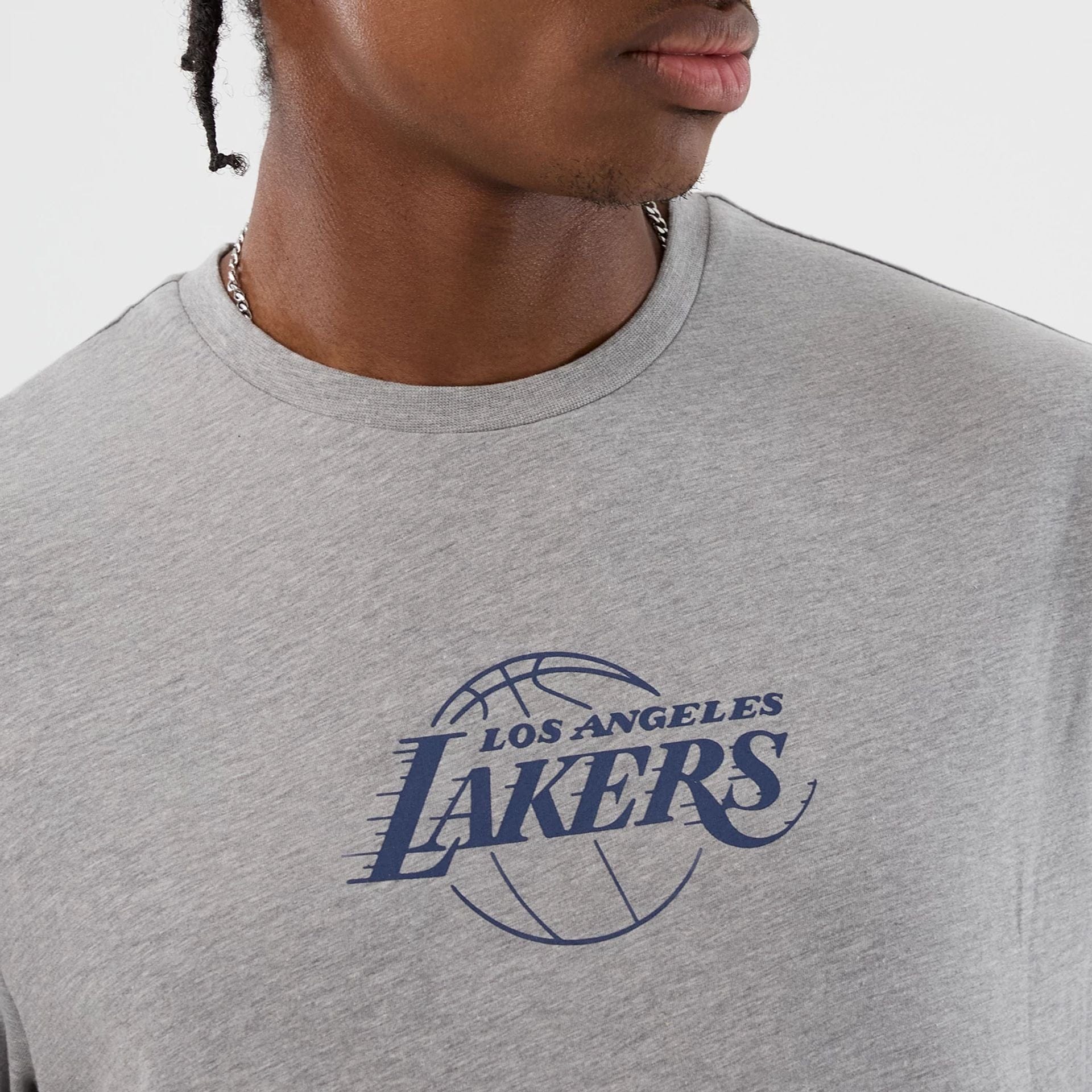 The Male model is wearing LA Lakers NBA Back To School Grey T-Shirt  4