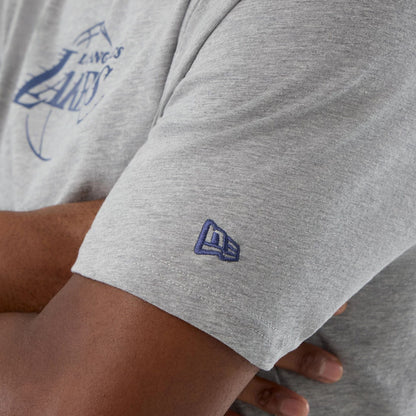 The Male model is wearing LA Lakers NBA Back To School Grey T-Shirt  5