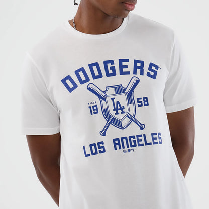 The Male model is wearing LA Dodgers MLB Back To School White T-Shirt 4