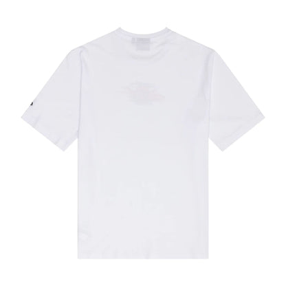 The Male model is wearing Chicago Bulls NBA Paint Graphic White T-Shirt 2