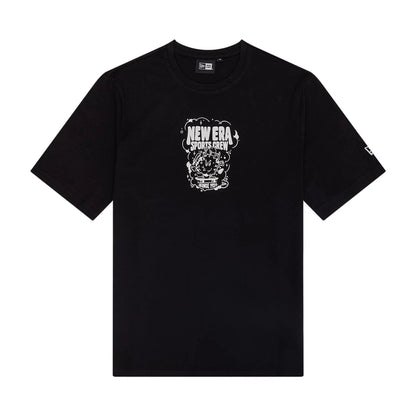 The Male model is wearing New Era Fun Graphic Black T-Shirt 1