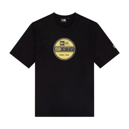The Male model is wearing New Era Sticker Graphic Black T-Shirt 1