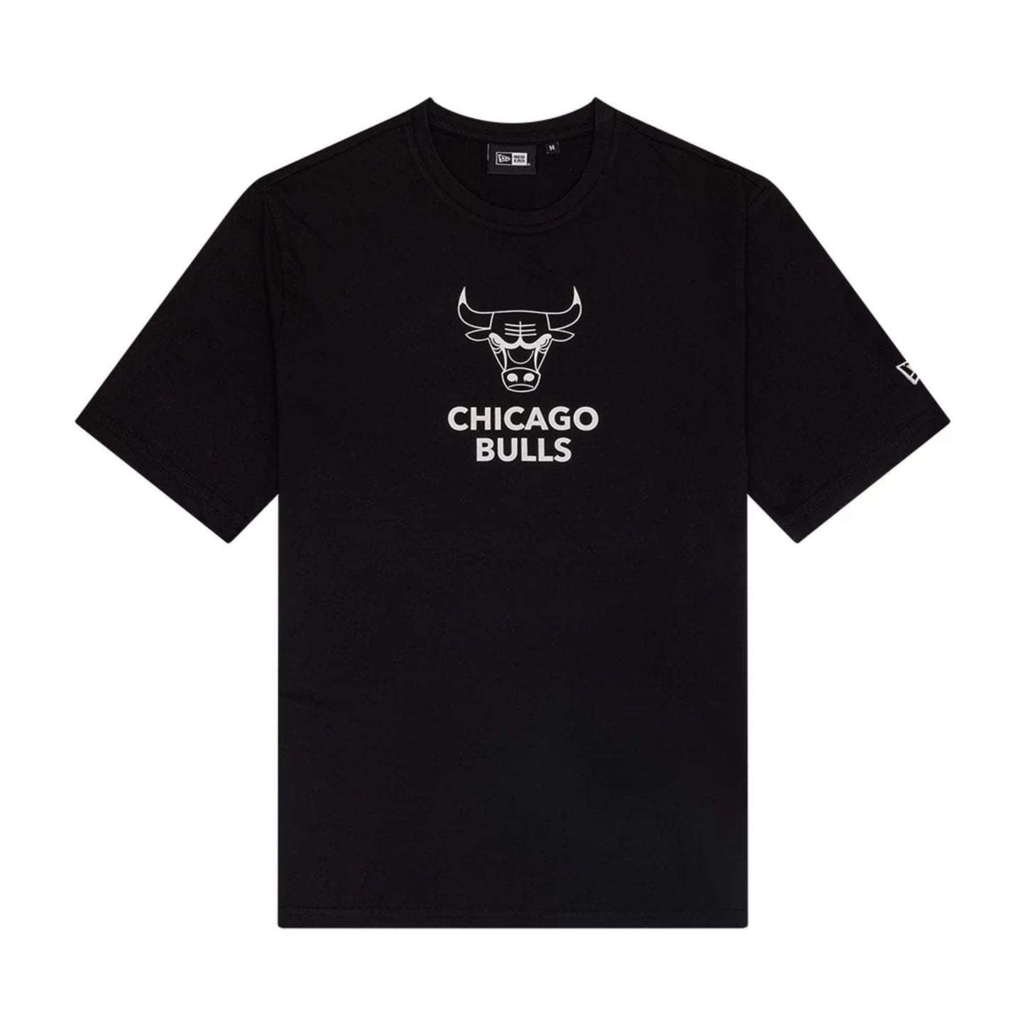 The Male model is wearing Chicago Bulls NBA Outline Graphic Black T-Shirt 1