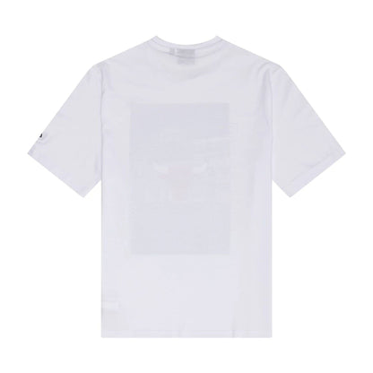 The Male model is wearing Chicago Bulls NBA Photographic White T-Shirt 2