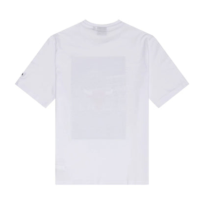The Male model is wearing Chicago Bulls NBA Photographic White T-Shirt 2