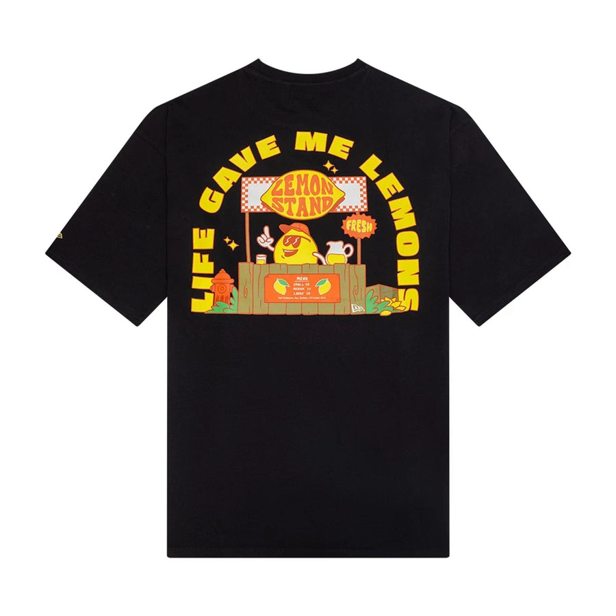 The Male model is wearing New Era Summer Graphic Black Oversized T-Shirt 2