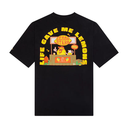 The Male model is wearing New Era Summer Graphic Black Oversized T-Shirt 2