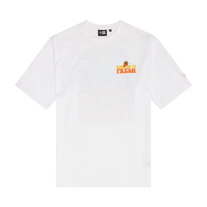 The Male model is wearing New Era Summer Graphic White Oversized T-Shirt 1