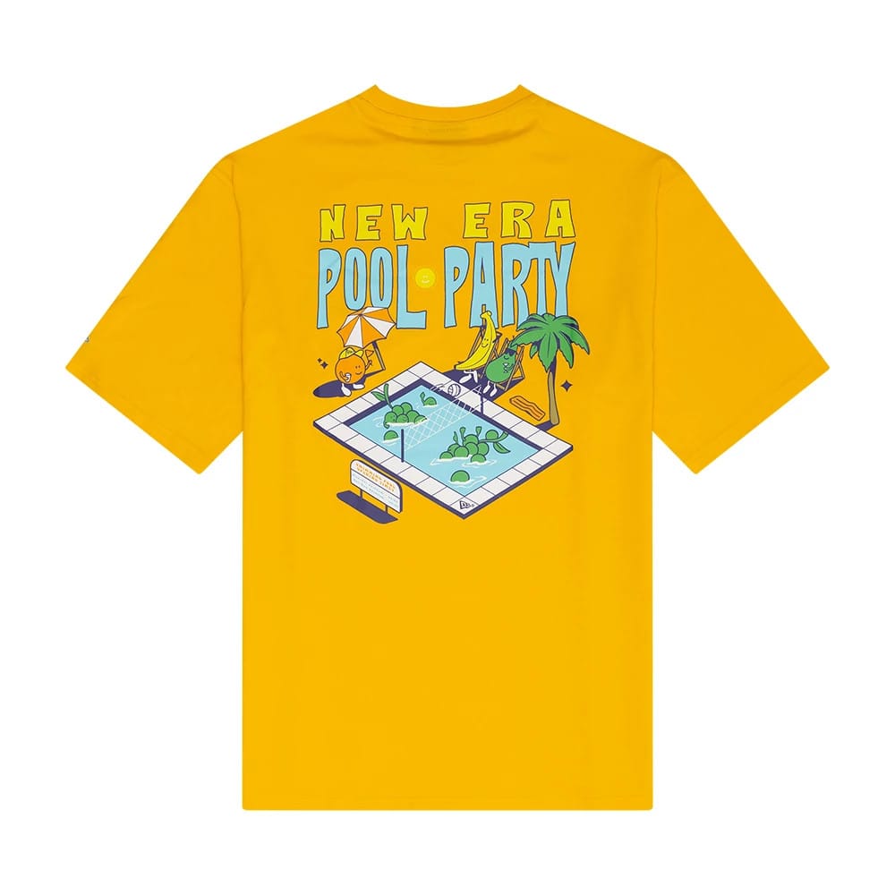 The Male model is wearing New Era Summer Graphic Yellow Oversized T-Shirt 2