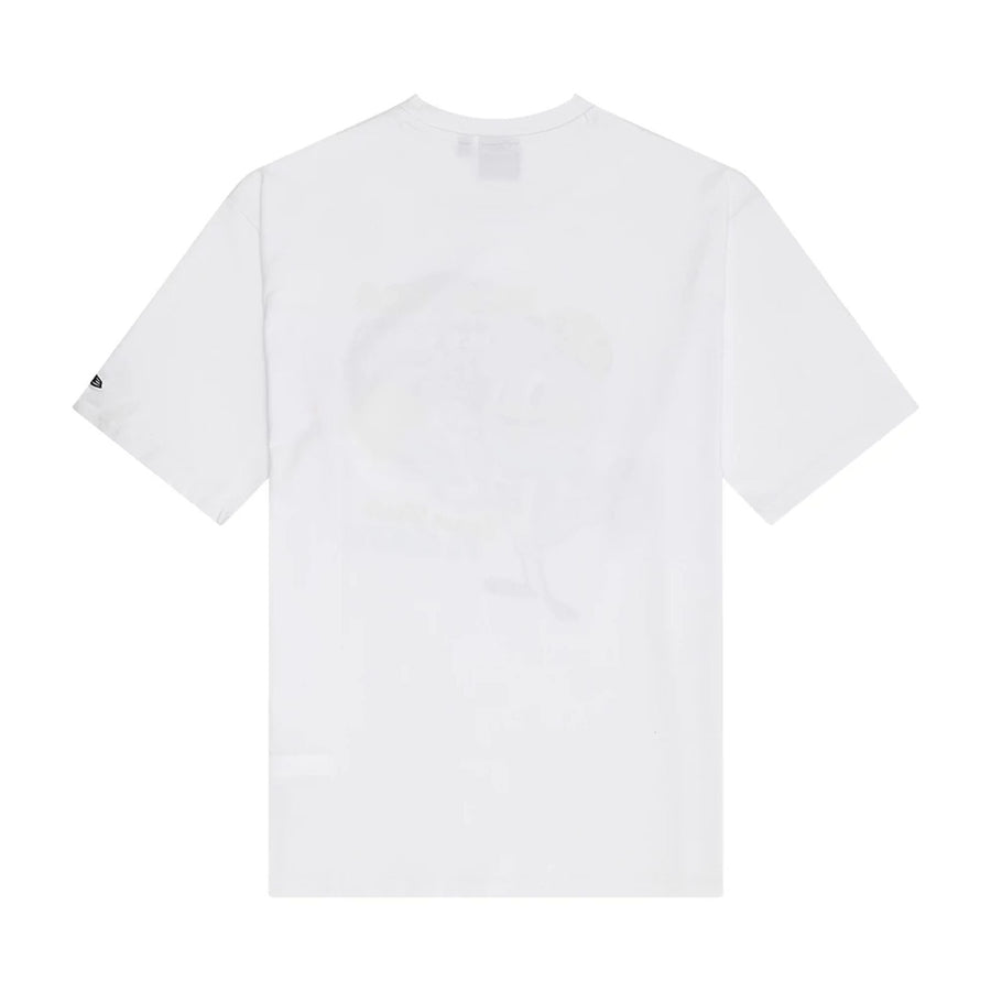 The Male model is wearing New Era Character Graphic White Oversized T-Shirt 2