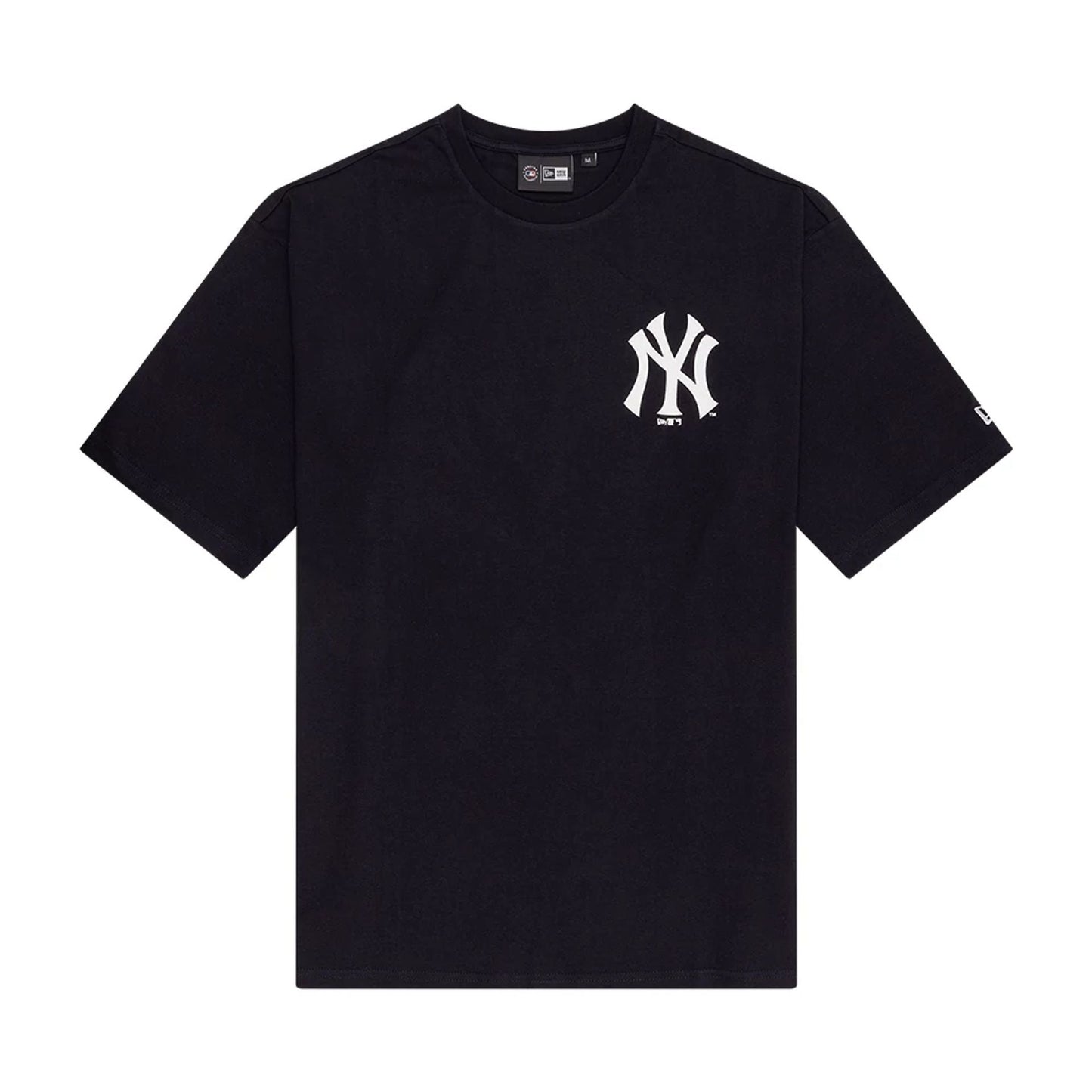 The Male model is wearing New York Yankees MLB Food Graphic Navy Oversized T-Shirt 1