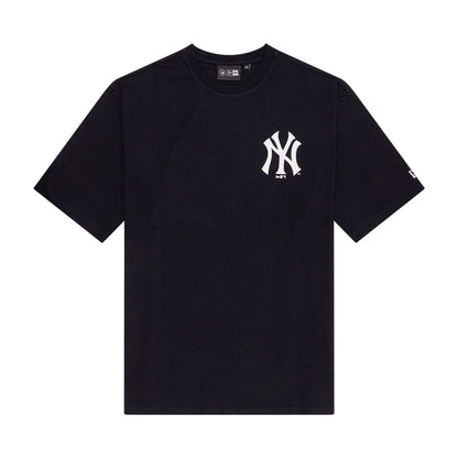 The Male model is wearing New York Yankees MLB Food Graphic Navy Oversized T-Shirt 1