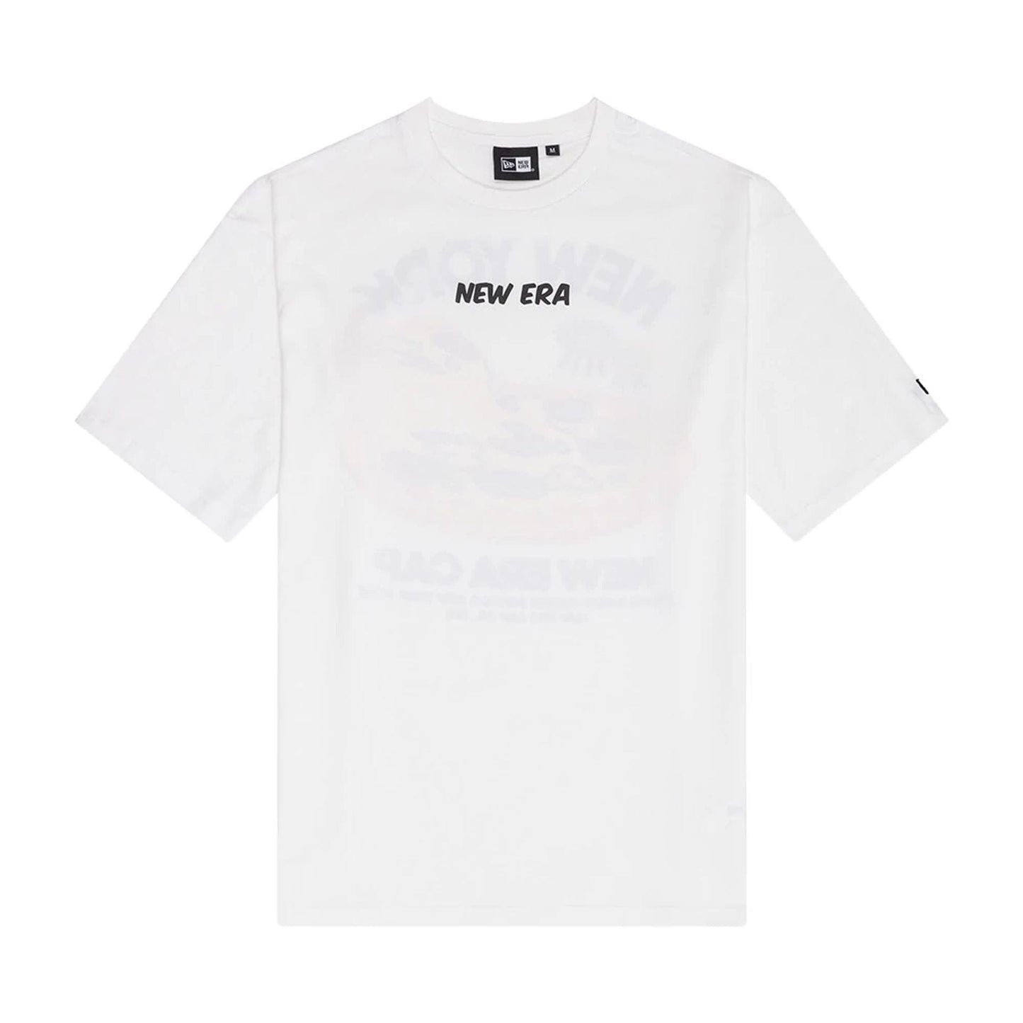 The Male model is wearing New Era Food Graphic White Oversized T-Shirt 1