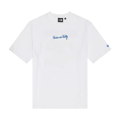 The Male model is wearing New Era Burger Graphic White Oversized T-Shirt 1