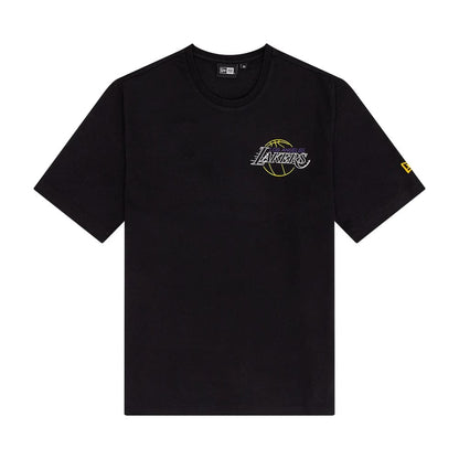 The Male model is wearing LA Lakers NBA Neon Graphic Black T-Shirt 1