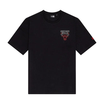 The Male model is wearing Chicago Bulls NBA Neon Graphic Black T-Shirt 1