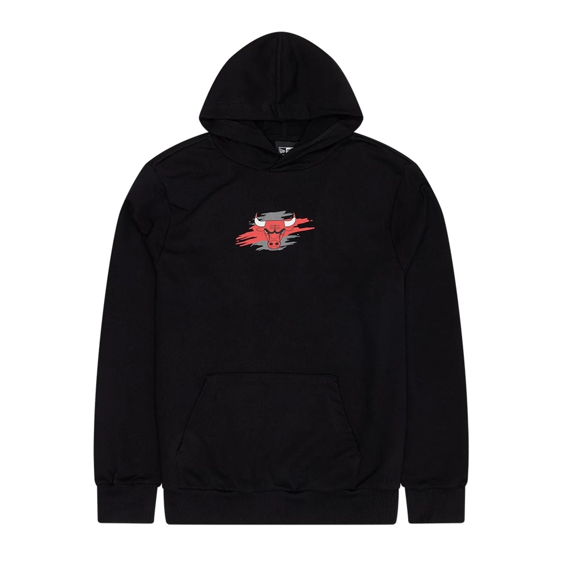 The Male model is wearing Chicago Bulls NBA Graphic Black Pullover Hoodie 1