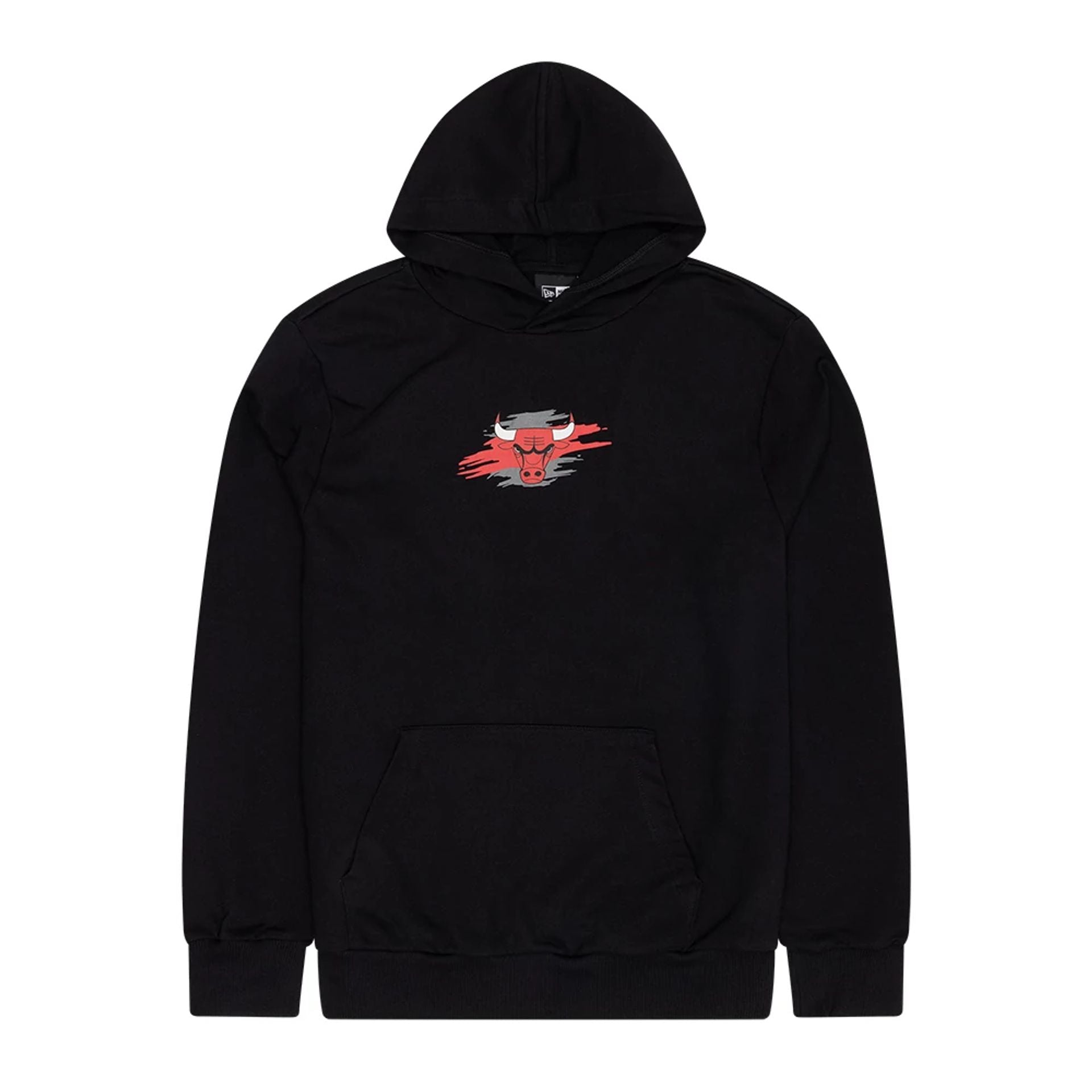 The Male model is wearing Chicago Bulls NBA Graphic Black Pullover Hoodie 1