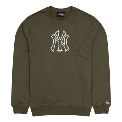 The Male model is wearing New York Yankees MLB Outline Green Crew Neck Sweater 1