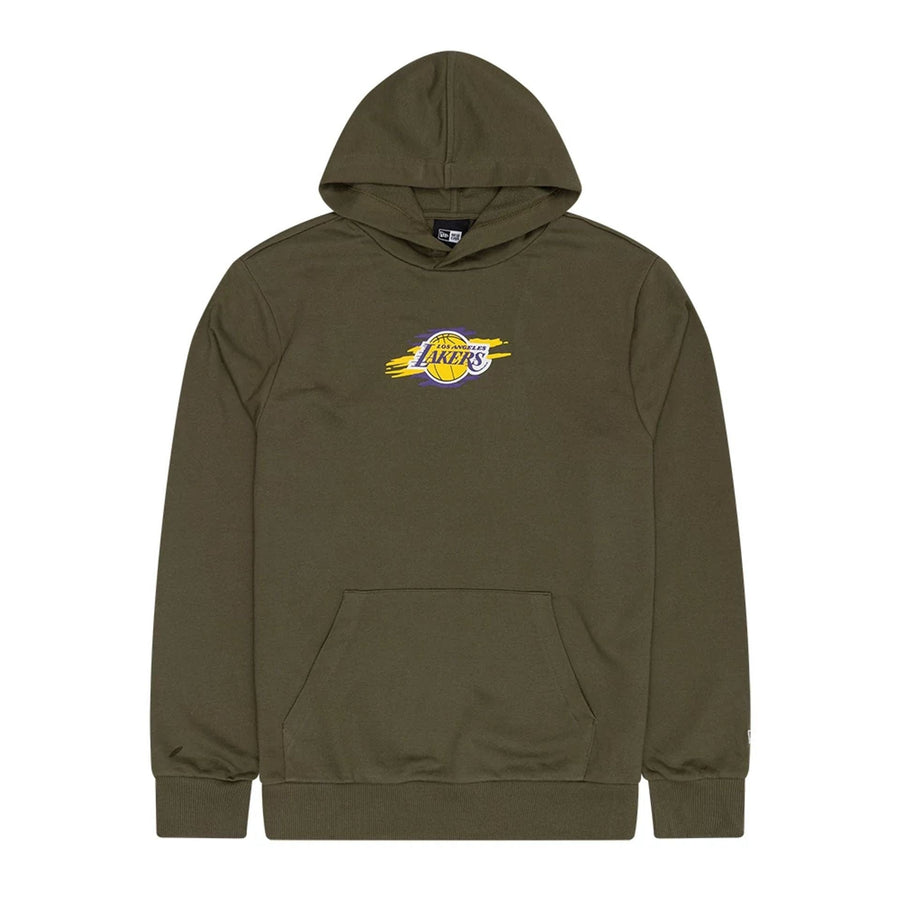 The Male model is wearing LA Lakers NBA Graphic Green Pullover Hoodie 1