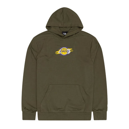 The Male model is wearing LA Lakers NBA Graphic Green Pullover Hoodie 1