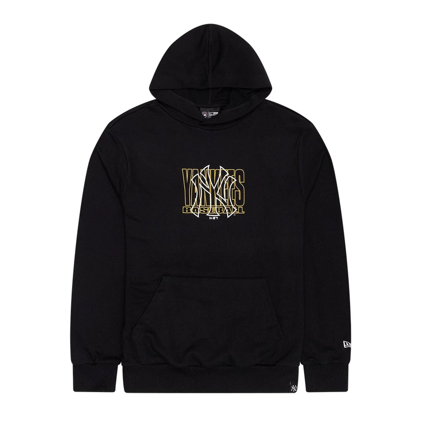 The Male model is wearing New York Yankees MLB Outline Black Pullover Hoodie 1