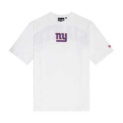 The Male model is wearing New York Giants NFL Arch Graphic White Oversized T-Shirt 1