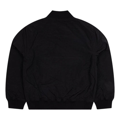 The Male model is wearing New Era Nylon Black Bomber Jacket 2