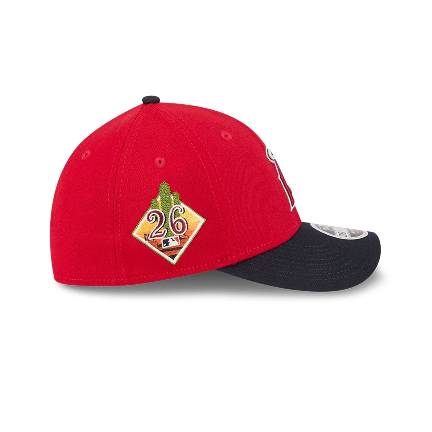 Pictured is this MLB Spring Training 2026 LA Angels 39THIRTY M-Crown Stretch Fit cap in red. 5