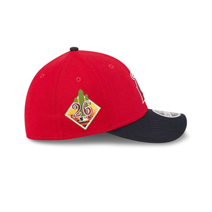 Pictured is this MLB Spring Training 2026 LA Angels 39THIRTY M-Crown Stretch Fit cap in red. 5