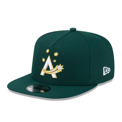 Pictured is this MLB World Baseball Classic 2026 Australia 9FIFTY A-Frame Snapback cap in dark green. 4