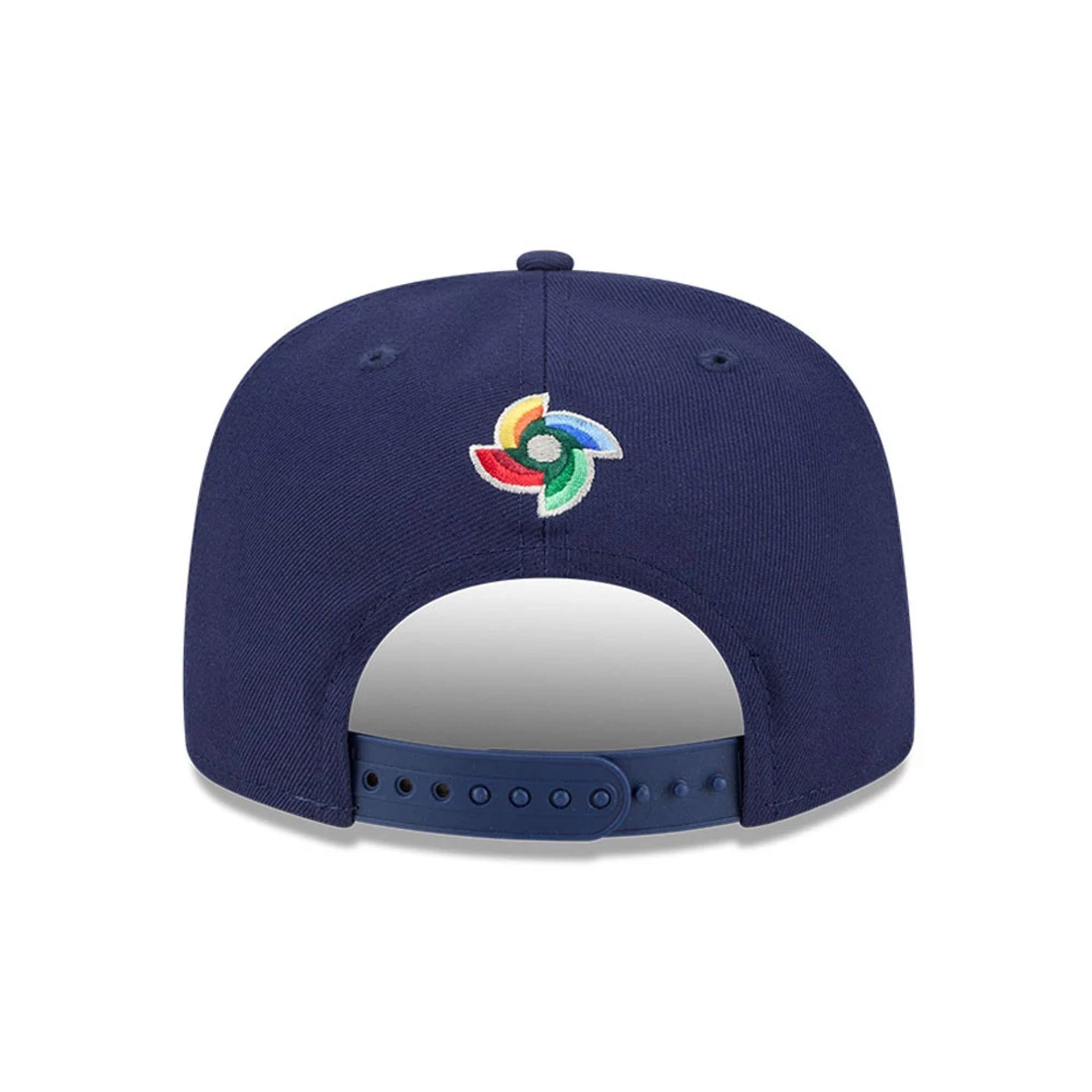 Pictured is this MLB World Baseball Classic 2026 Korea 9FIFTY A-Frame Snapback cap in dark blue. 6