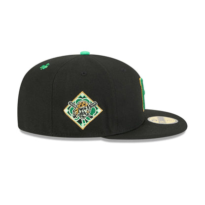 Pictured is this MLB Saint Patrick's Day Pittsburgh Pirates 59FIFTY Fitted cap in black. 5