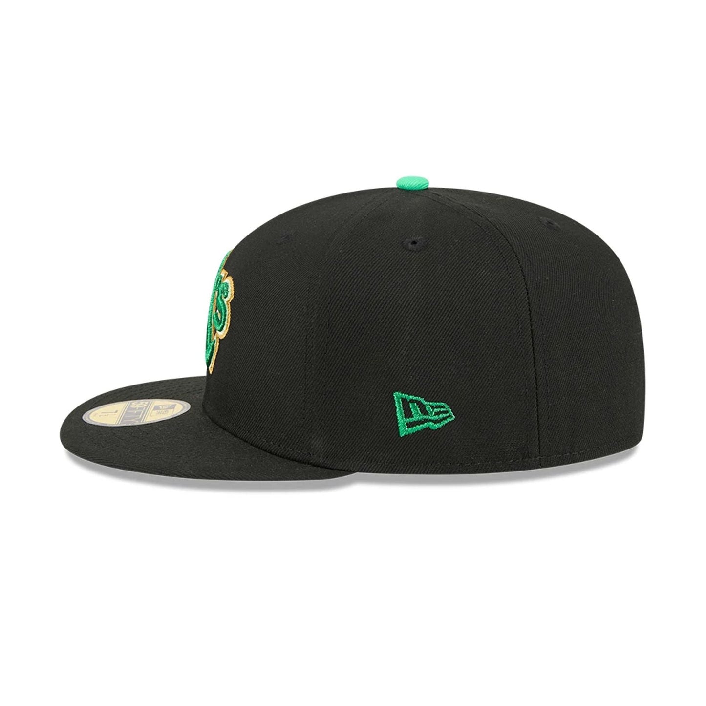 Pictured is this MLB Saint Patrick's Day Athletics 59FIFTY Fitted cap in black. 5