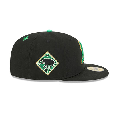 Pictured is this MLB Saint Patrick's Day Athletics 59FIFTY Fitted cap in black. 4
