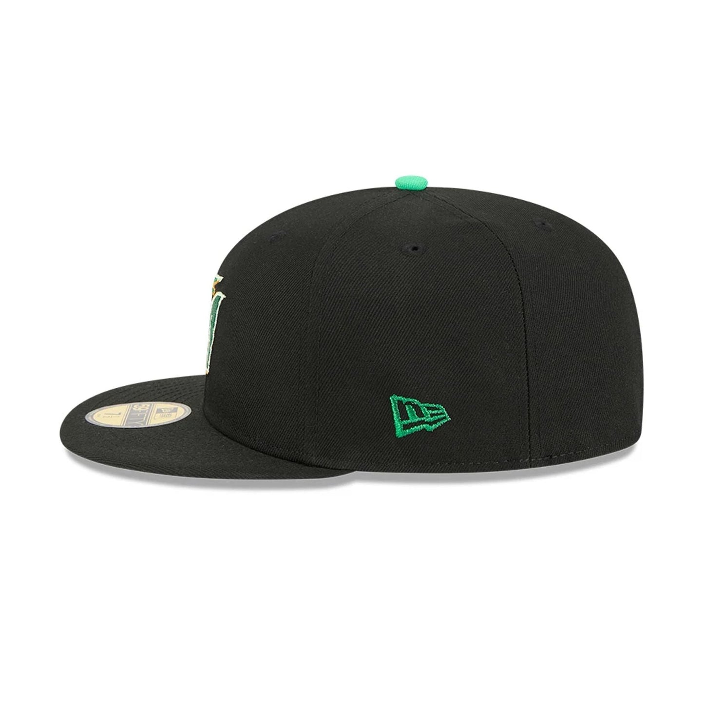 Pictured is this MLB Saint Patrick's Day Miami Marlins 59FIFTY Fitted cap in black. 5