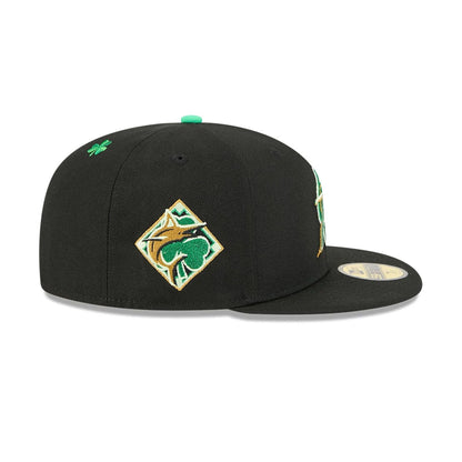 Pictured is this MLB Saint Patrick's Day Miami Marlins 59FIFTY Fitted cap in black. 4