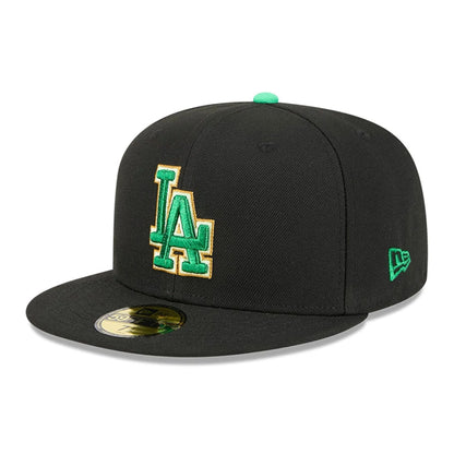 Pictured is this MLB Saint Patrick's Day LA Dodgers 59FIFTY Fitted cap in black. 3