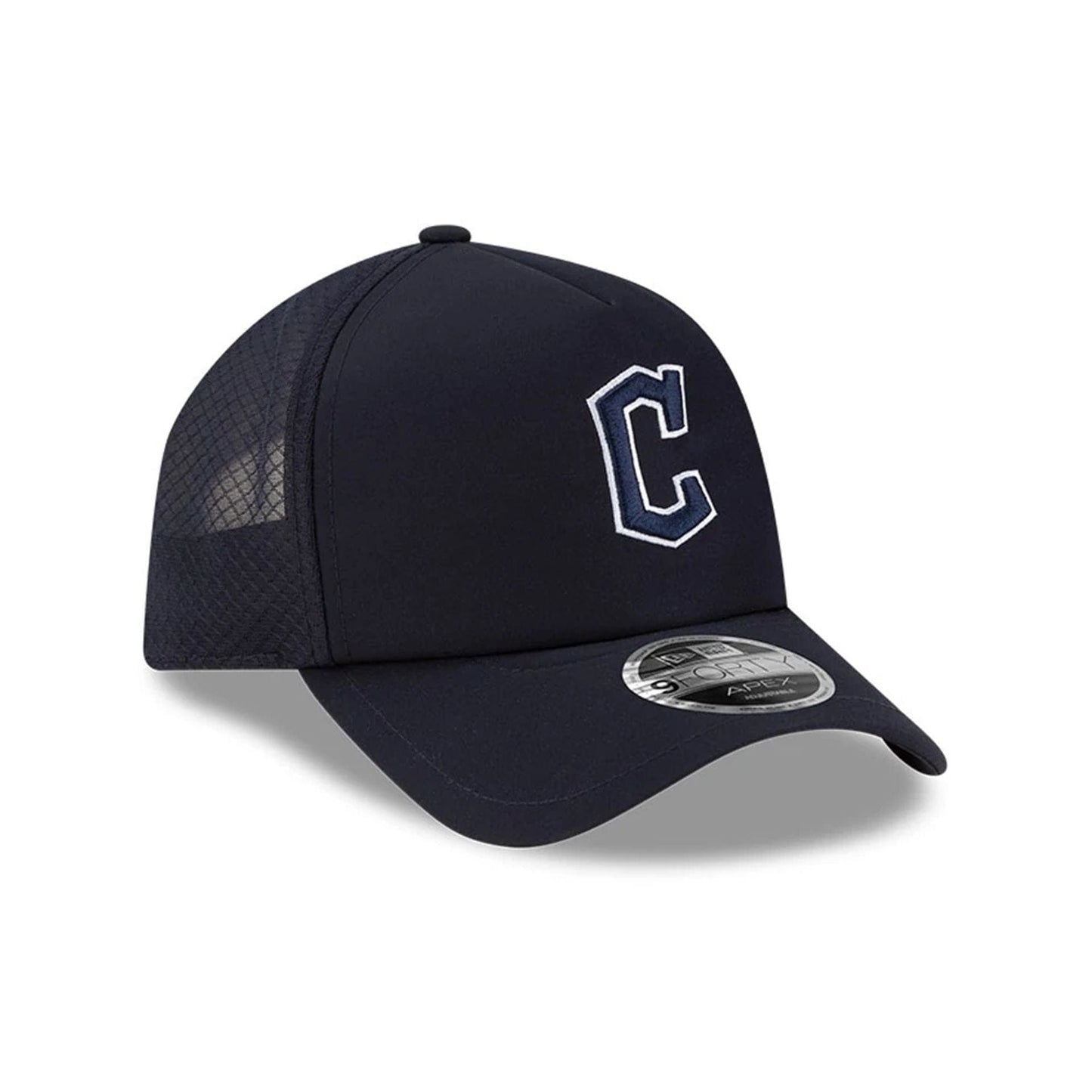 Pictured is this MLB Batting Practice 2026 Cleveland Guardians 9FORTY Apex cap in navy. 3