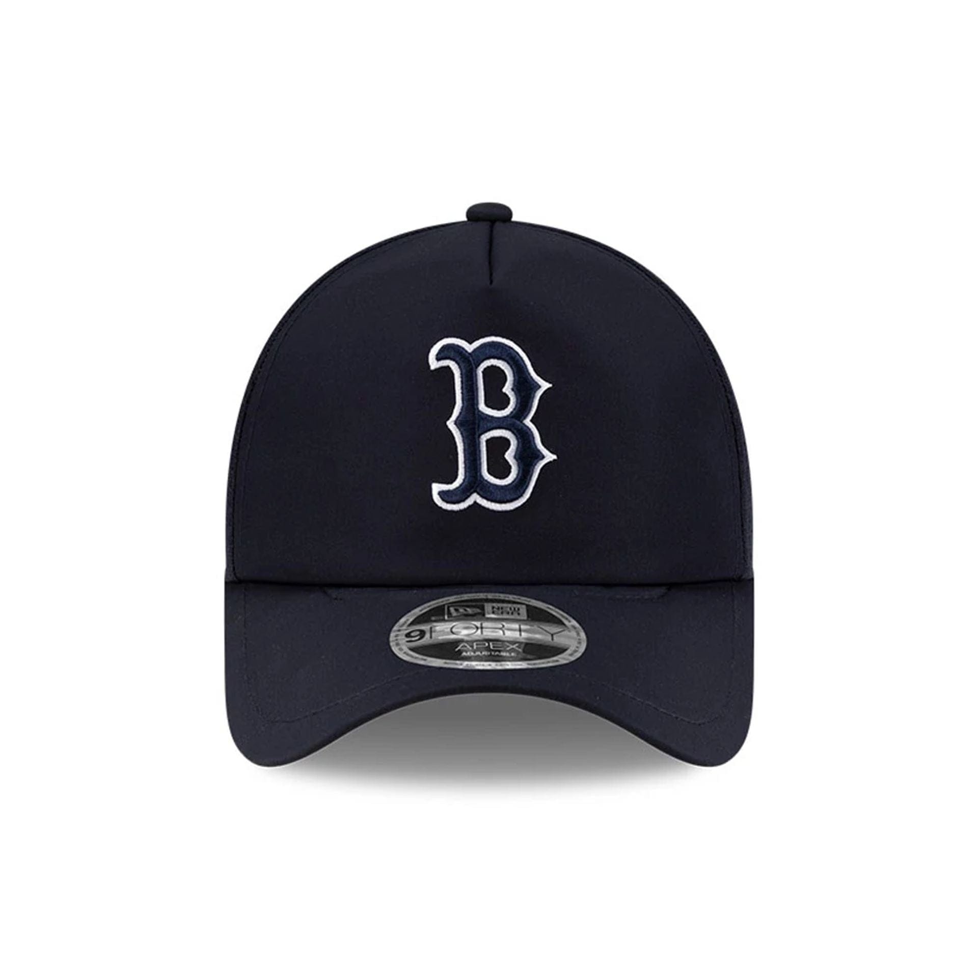 Pictured is this MLB Batting Practice 2026 Boston Red Sox 9FORTY Apex cap in navy. 2