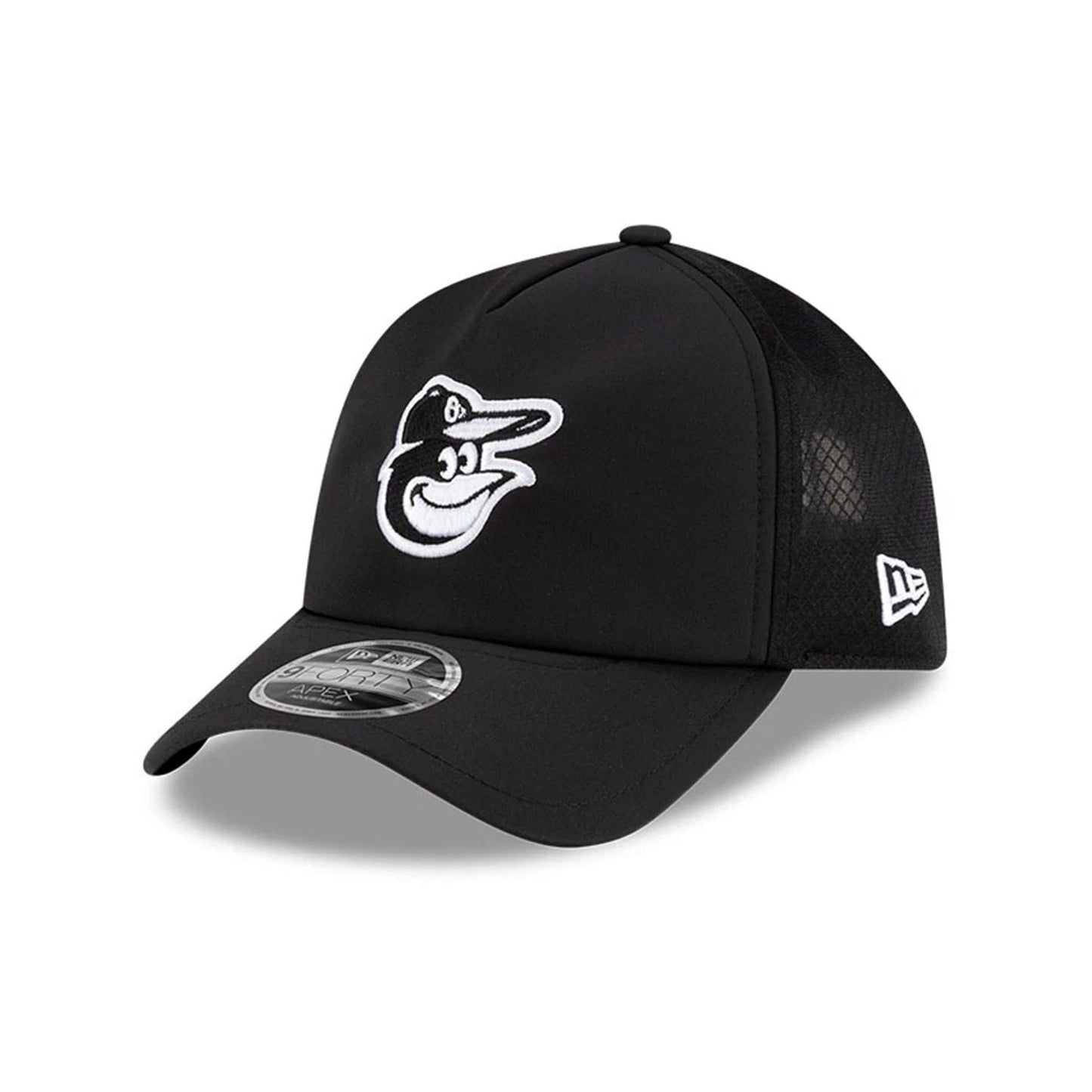 Pictured is this MLB Batting Practice 2026 Baltimore Orioles 9FORTY Apex cap in black. 1