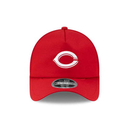 Pictured is this MLB Batting Practice 2026 Cincinnati Reds 9FORTY Apex cap in red. 2