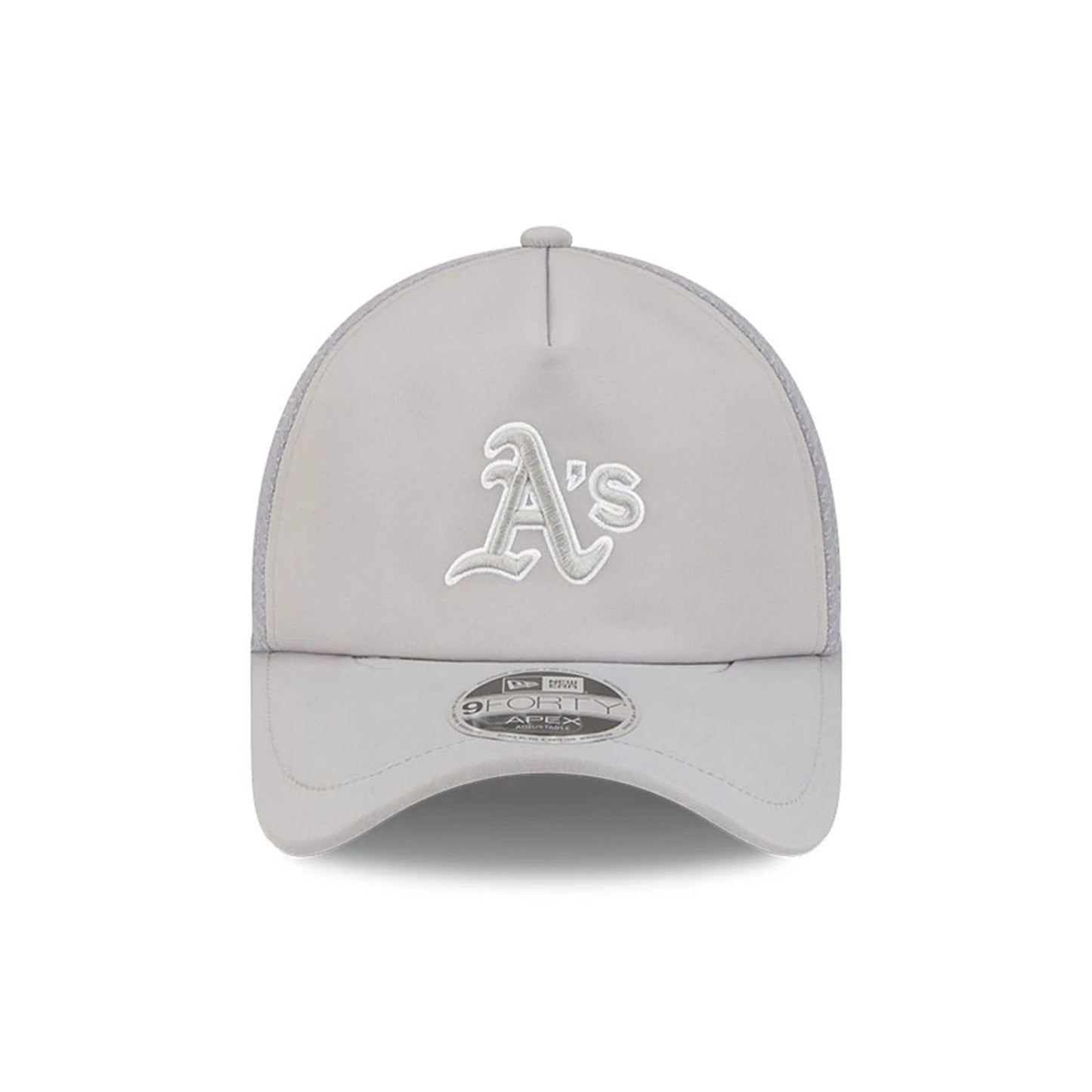 Pictured is this MLB Batting Practice 2026 Athletics 9FORTY Apex cap in grey. 2