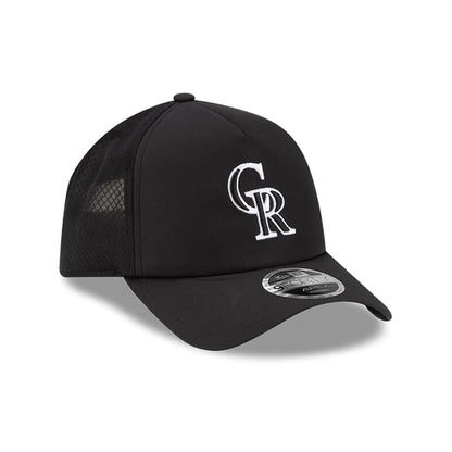 Pictured is this MLB Batting Practice 2026 Colorado Rockies 9FORTY Apex cap in Black. 3