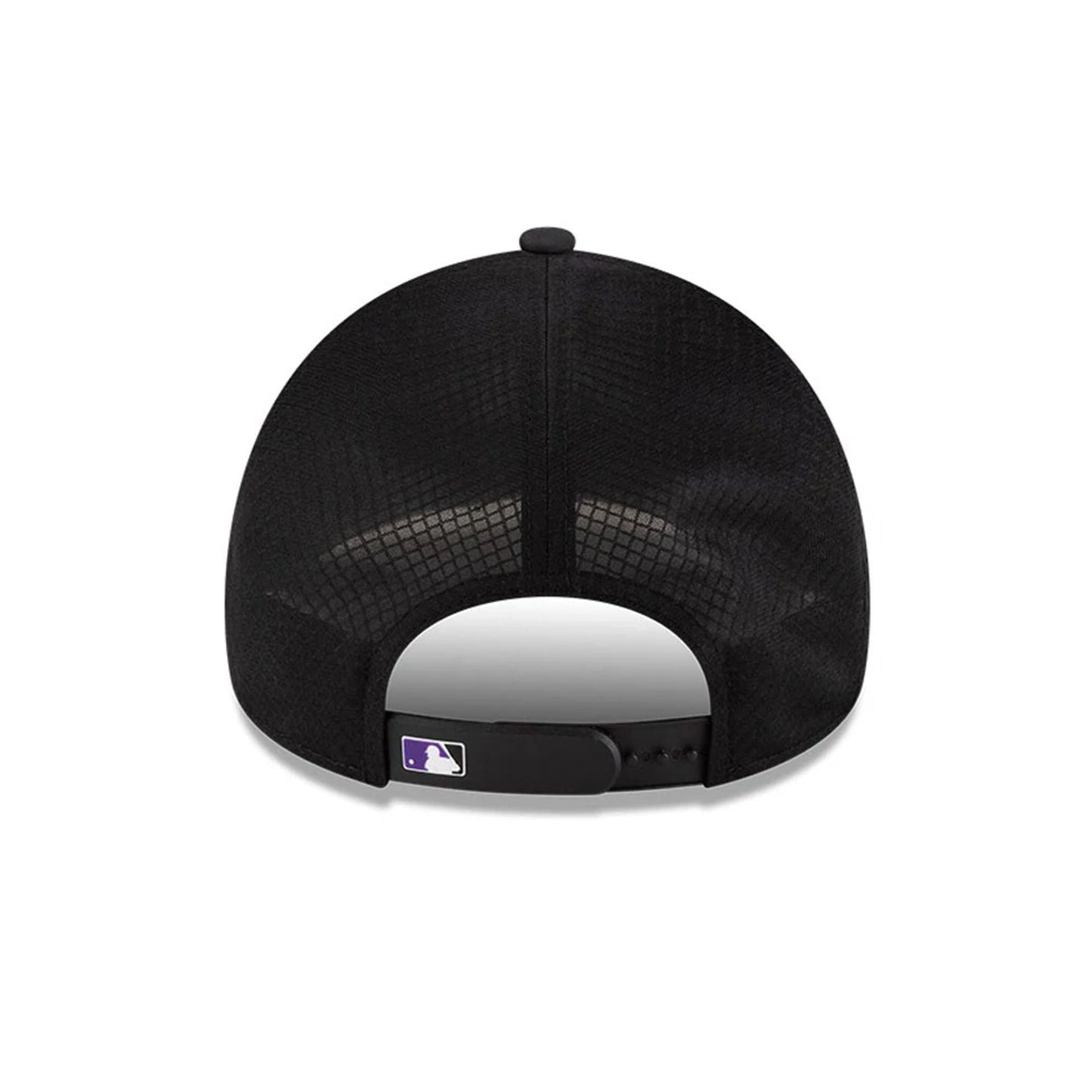 Pictured is this MLB Batting Practice 2026 Colorado Rockies 9FORTY Apex cap in Black. 4