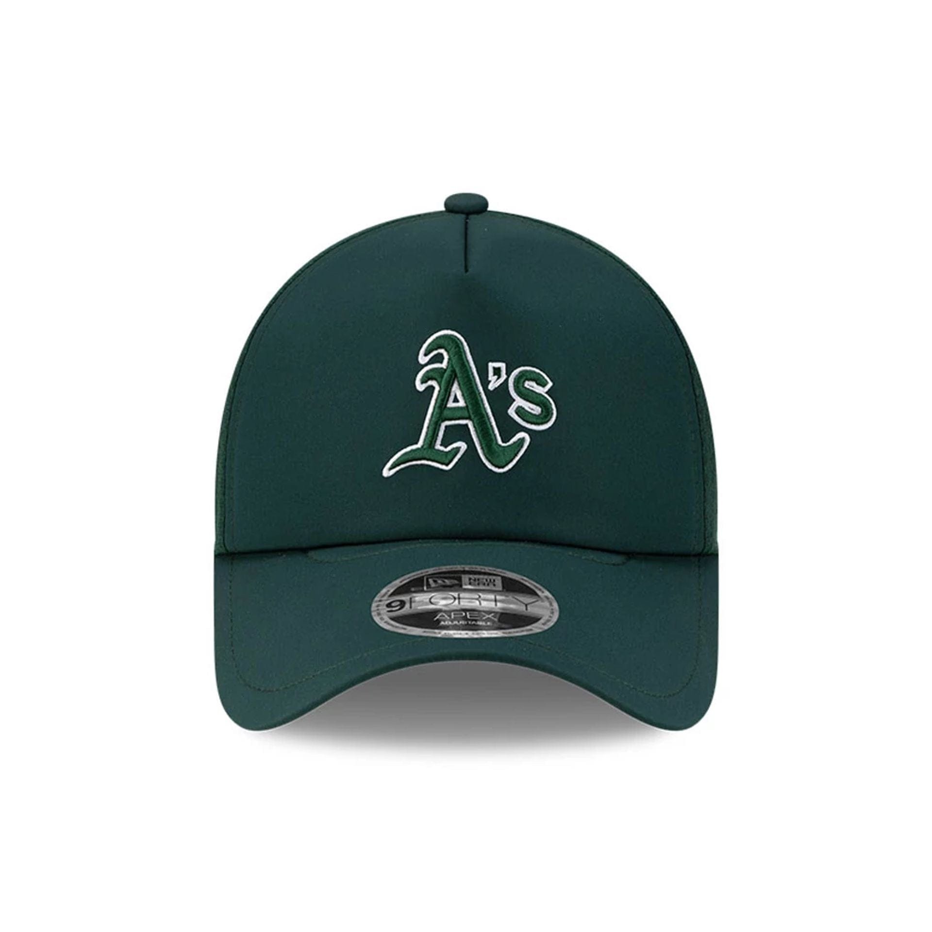 Pictured is this MLB Batting Practice 2026 Athletics 9FORTY Apex cap in dark green. 2