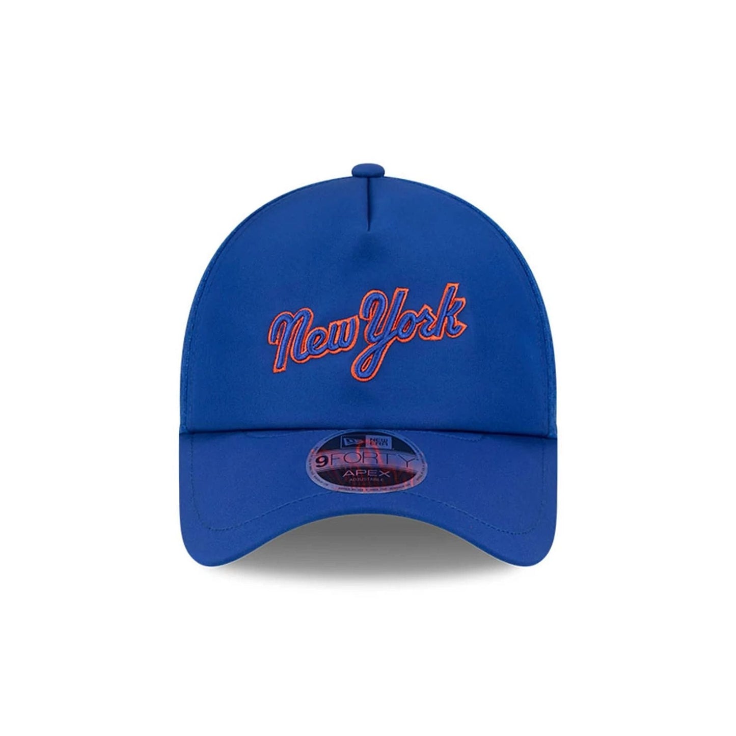 Pictured is this MLB Batting Practice 2026 New York Mets 9FORTY Apex cap in Blue. 2