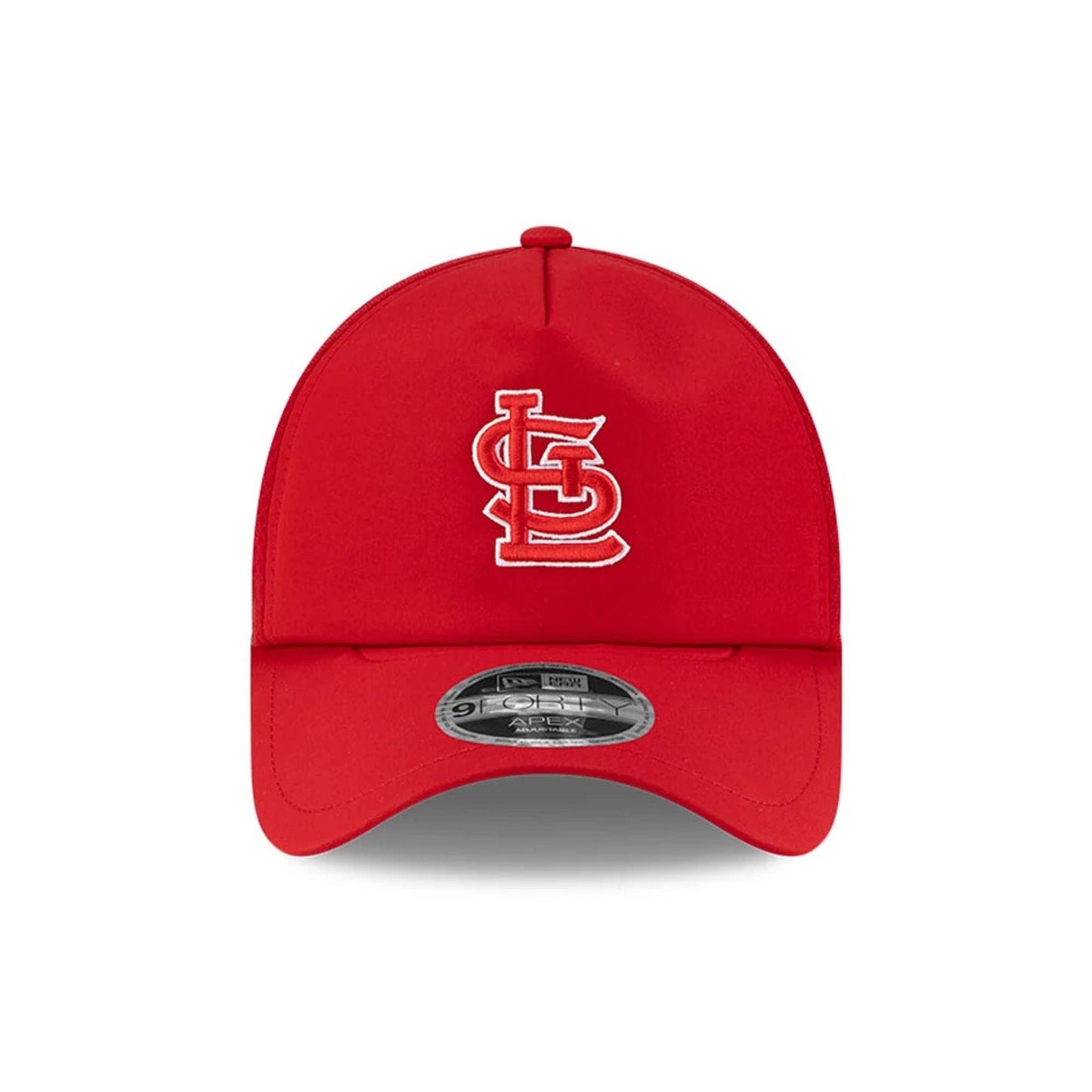 Pictured is this MLB Batting Practice 2026 St. Louis Cardinals 9FORTY Apex cap in red. 2